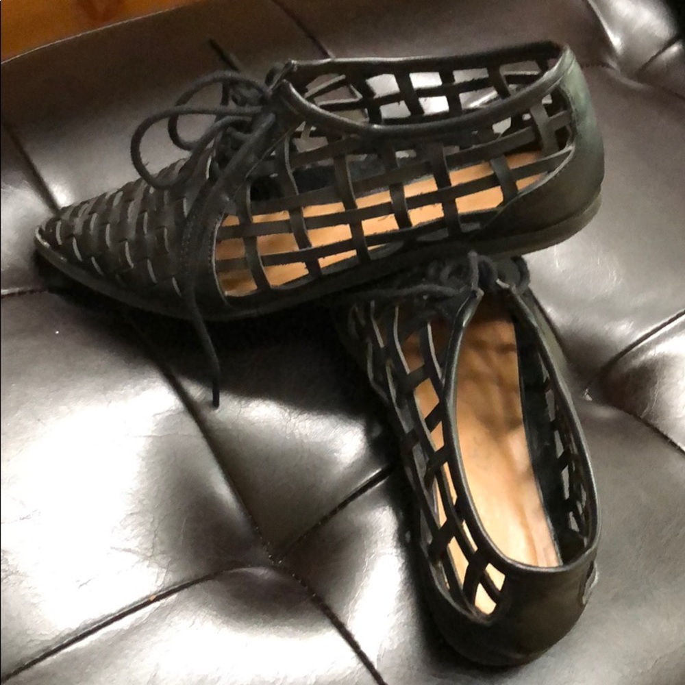 Black weave loafers